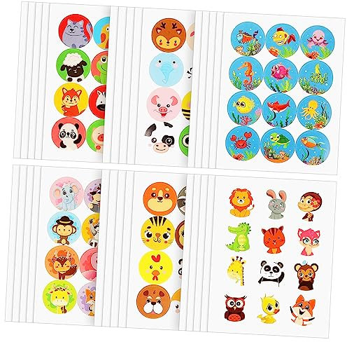 Vaguelly Animal Cartoon Stickers for Teachers and Kids, 60 Small Round Reward Stickers for Classroom and Craft Use, Cute Mini Animal Adhesive Labels for Scrapbooks and Box Sealing
