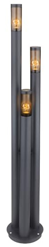 Wegeleuchten Außen Edelstahl Außenlampe Standleuchte Gartenleuchte Groß für draußen, anthrazit rauch, 3x LED 6W 806Lm warmweiß, DxH 28x170 cm