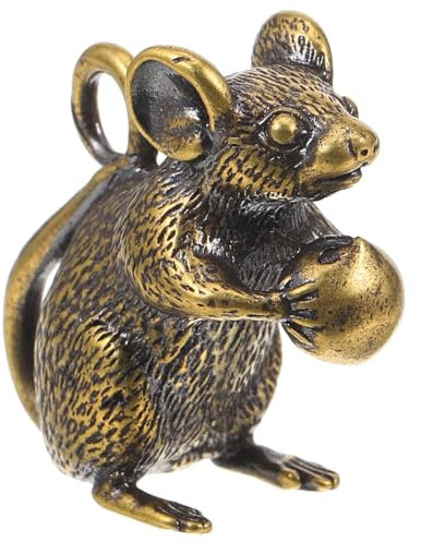 Sarini Statue der Glücksmaus, Messing, Glücksratte, chinesische Feng-Shui-Rattenskulptur, Sammlung reichhaltiger Reichtum, Amulett, Charm-Anhänger für Zuhause, für Wohlstand und Glück