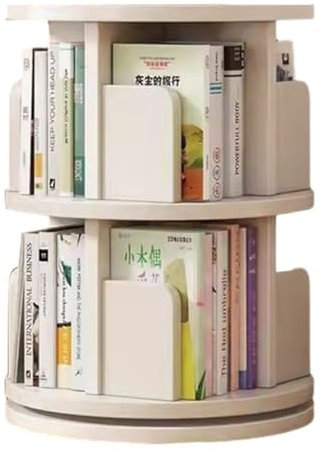 360 Grad drehbares Bücherregal mit 5 Ebenen, freistehendes Design, weiß, 40 x 61 cm