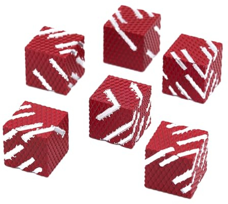 HNCCESG Metall W6 Würfel Set 6 Stück,16 mm Zinklegierung Würfel mit Box, D6 Würfel für DND & RPG Rollenspiele (Rot Weiß)
