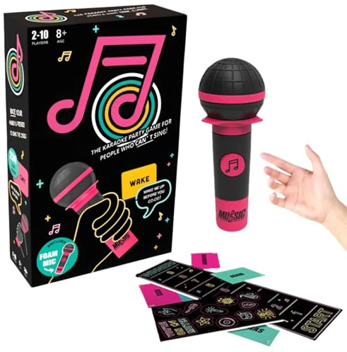 KPWIN Juego de cartas de fiesta de karaoke con micrófono, divertido desafío de canto para familiares y amigos con 250 letras de canciones, perfecto para noches de juegos y fiestas de cumpleaños (2-10