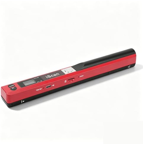 Sxhlseller Escáner Móvil Fotográfico, Fácil de Usar, 3 Modos de Resolución, Escáner de Documentos ABS para Hogares (Rojo)