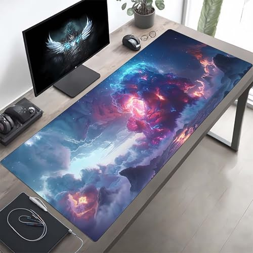 Gaming Mauspad 120 x 60cm Gaming Mousepad XXL Blume Rosa Mauspad Schreibtischauflage, Genähte Kanten Mausmat, rutschfeste Gummibasis, Schreibtisch Schutz für Home Büro, Geschenke PjY11098 7-7