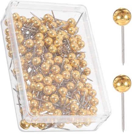 DOITOOL Punaises Dorées Utilisation Sécurisée Lot de 200 à Tête Ronde en Plastique et Fil Métallique Design Élégant pour Photos et Cartes pour Bureau et Projets Décoratifs