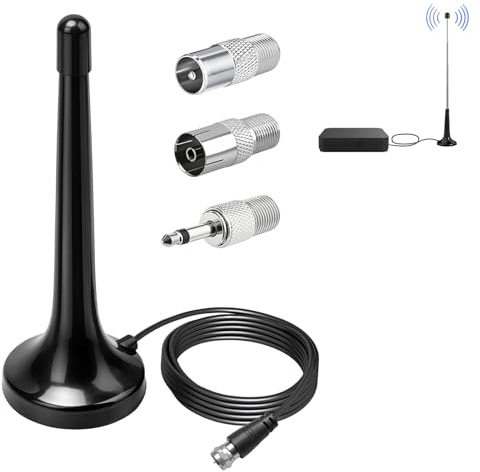 FM UKW DAB Radio Antenne Fm Antenne, für Stereoanlage, Universale Zimmerantenne mit Magnetfuß und 3m Verlängerungskabel, Optimiert für Heimkino, AV-Receiver und hohe Empfangsqualität