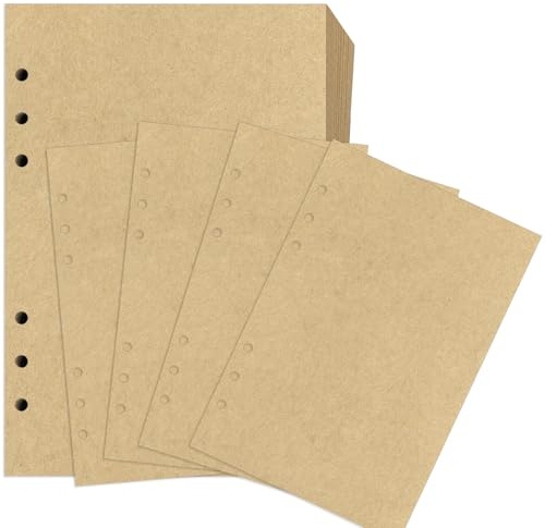 Ringbucheinlagen A5 Kraftpapier Blanko, 240 Blätter Nachfüllpapier 6 Loch | Refill Paper Nachfülleinlagen Notizpapier für Reisetagebuch Skizze Malen