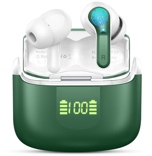 Ordtop Wireless Earbuds, 50+Hrs Hi-Fi Stereo Bluetooth 5.4 Headphones, Deep Bass MiNi Ear Buds, 4 ENC Noise Cancelling Mic Earphones, IP-X7 Waterproof USB-C Headset Android iOS for Sport Gym Running