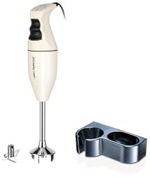 ESGE-Zauberstab M100 Exklusiv – Stabmixer Set mit AC-Motor, 2 Stufen 10.000 U/min, Multimesser & Wandhalter, Made in Switzerland (Creme)