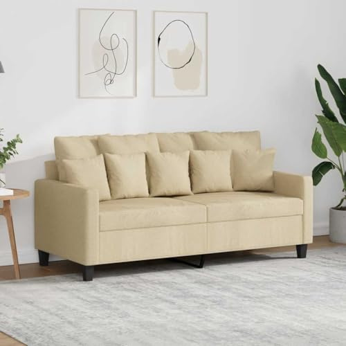 nestroco 2-Sitzer-Sofa Creme 140 cm Stoff mit Stauraum und Relaxfunktion für Wohnzimmer, Jugendzimmer, Büro - Bequeme Polstergarnitur mit Schlaffunktion, stabile Metallkonstruktion
