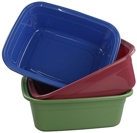 Ramddy 12 Quart Plastic Dishpan/Basin, 14 x 11 x 5.12, Set of 3