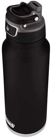 Coleman Autoseal FreeFlow Edelstahl-Wasserflasche, Schwarz, 1,1 l