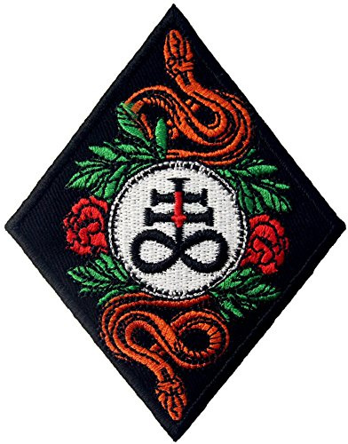 Aufnäher, bestickt, Design: Das Leviathan-Kreuz, Satans Kreuz, zum Aufbügeln oder Aufnähen