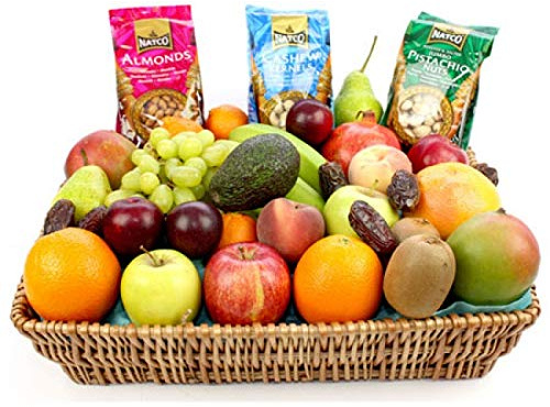 Fruit and Nut Basket - Fruit Gift Baskets and Gift Hampers with Next Day UK delivery with Personal Message Attached