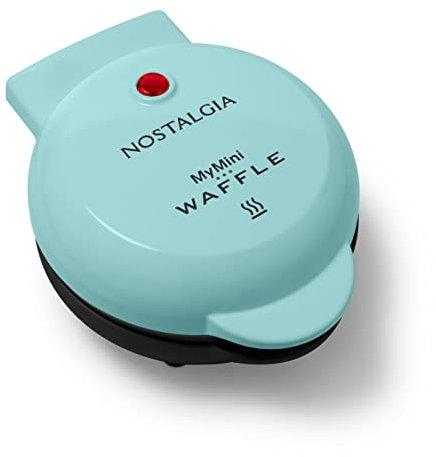 Nostalgia MWF5AQ Mymini waflera eléctrica personal, croquetas, tostadas francesas de queso a la parrilla, quesadilla, brownies, galletas, aguamarina