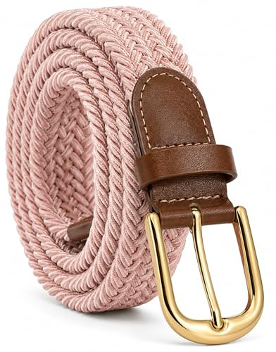 Streeze Damen elastischer geflochtener Stretchgürtel. 25 mm Breite gewebt mit Goldschnalle 5 Größen XS – XL