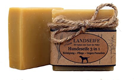 Landseife Bio Hundeseife 3in1 - Reinigung - Fellpflege - Gegen Parasiten