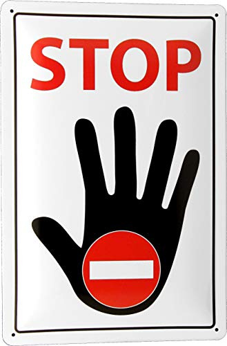 Blechschild 20x30 Stop Halt kein Zutritt Warn Schild Hinweis Verbotschild mit Hand und Durchfahrt Verboten Zeichen Ideale Deko für Man Cave Herren Zimmer Kinderzimmer Party Raum Gastronomie