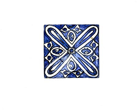 Mattonella piastrelle marocchine 10 * 10 in ceramica dipinta a mano di Fes cm 1,4