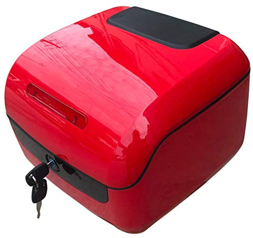 JKGHK Rechteckige Topcase Motorrad, Universal Kofferraum Heckbox Helmkoffer, Mit Universellen Montageteilen, Mit Nachtwarnlicht Und Weicher Rückenlehne, Für Roller/Motorrad/Fahrrad