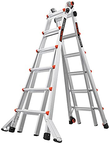 Little Giant Ladders 1304-016 Velocity Series 2 Multi-purpose Ladders, 6 Tread, Heavy-duty Aluminium, Tip n Glide Wheels, EN131