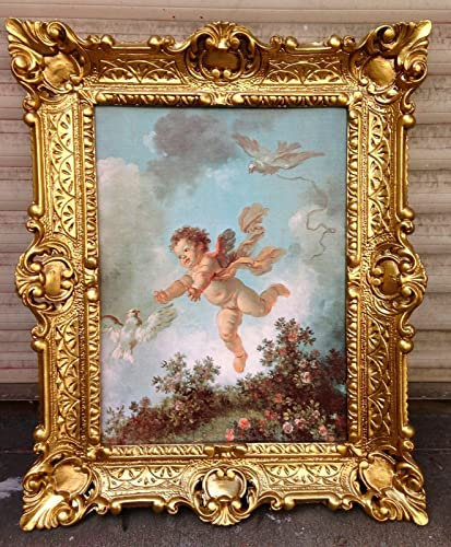 Engels Bild Eros 56x46cm Kunstdruck Bild Wandbild Engel Baby Gemälde Repro im Antik-Look Jreligiöse Bild 56x46lder Ikonen Kunstdruck Bild Rahmen Wandbild Wohnzimmerbild Barockbild
