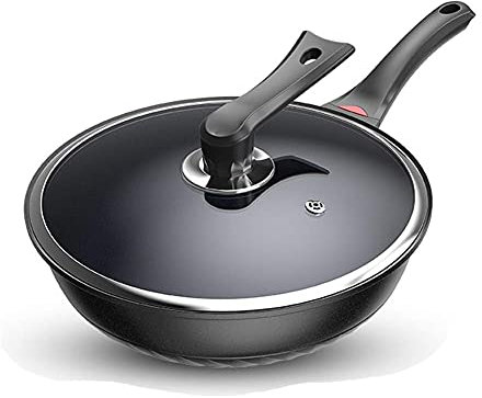 ksamwjf Wok-Pfanne Antihaft-Wok, Antihaft-Induktions-Wok, kein Ruß, kein Haften, Keine Beschichtung, kein Rost, geeignet für universelle, Nicht ölige Dampf-Woks, Aluminiumlegierung, 4 Größen Wok-Pfa