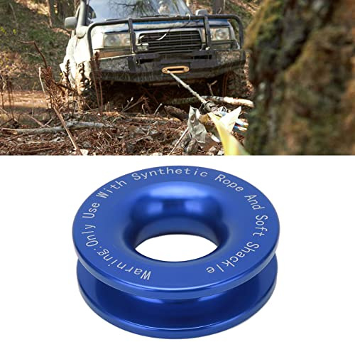 Winch Snatch Recovery Ring, Winch Snatch Pulley Towing Ring, 41000 lbs Breaking Strength for 7/16in 1/2in Soft Shackle with 3/16in 1/4in 3/8in Ropes(Blue)