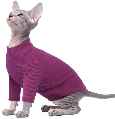PUMYPOREITY Katzen Kleidung Sphynx, Nacktkatzen Kleidung Katzen Klamotten Sphynx Cat Clothes Katzenbody Nach Op(Rot, S)