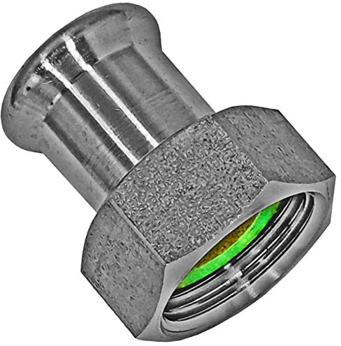 MegaHaustechnik Edelstahl V4A Press Fitting Anschlussverschraubung mit 1/2 Zoll Überwurfmutter Innengewinde mit Dichtung i-IG Muffen Anschluss zum Verpressen für Rohr Außendurchmesser 15mm M Kontur