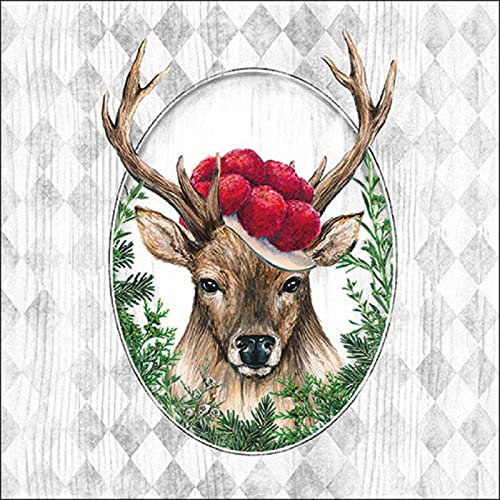 Ambiente - 13317650 - Papierservietten, Lunchservietten, 20 Stück, Schwarzwald Hirsch, 33cm x 33cm, 3 lagig
