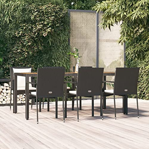 Yolola 7-TLG gartenmöbel essgruppe Rattan Garten sitzgruppe 6 Personen gartenmöbel Set 6 stühle mit Tisch Balkon möbel terrassenmöbel gartenlounge Set Gartengarnitur-7-tlg-6