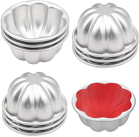 Homaisson 10Pcs Pudding Cup Molds, 3.7''x1.77'' Mini Fluted Cake Pans, Small Fluted Cake Pans for Baking，Non-Stick Jelly Molds, Easy to Demold, Cake Pan Nonstick