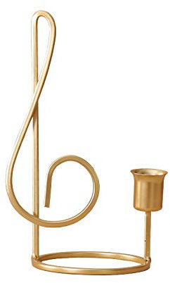 HEXEH Kerzenhalterhalter Eisenkunst, Musiknoten, Musikduft, Kerzenständer, Ornamente, romantische Hochzeit, Candle-Light-Dinner, modern Kandelaber (Color : 1 top golden)