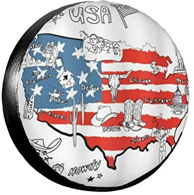 Reifenabdeckungen Amerikanische Usa-Flagge Alle Staaten Kulturerbe Grüß Dich Texas Cowboy Uv-Schutz Reifenschutzhülle Universal Reifenabdeckung Für Truck Caravan Trailer 16inch