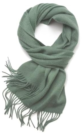 Bettschlange Schal Damen Winter, Warm Wollschal, Winterschal Damen mit Quasten, XXL Kuschelige Warme Winter Schals, Scarf Poncho Cape, 200x70cm,25-Olivgrün