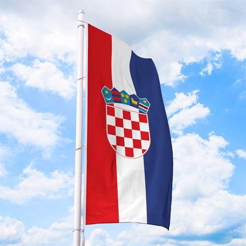 Kroatien Flagge 120 x 300 cm - für Fahnenmast, Kroatienfahne aus reißfestem Fahnen-Polyester-Stoff, Hissfahne Hochformat wetterfest und UV-beständig
