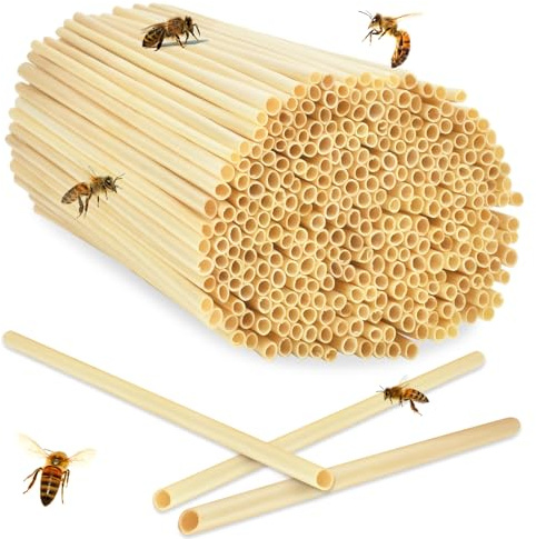 300 Piezas 20cm Hotel para Abejas Kit de Construcción Paja de Trigo Tubos de Hotel Insectos Casa de Abejas Silvestres