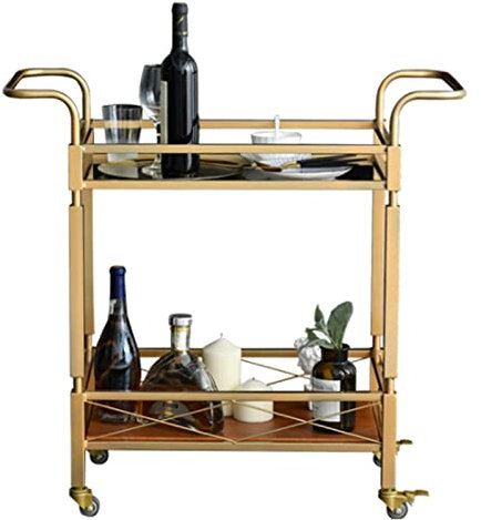 Bar-Servierwagen für Luxusrestaurants in Hotels, 2-stöckiges Küchenregal, Servierwagen für Speisen mit Rädern, Getränkewagen, Weinregale, Barwagen für zu Hause, Sideboard