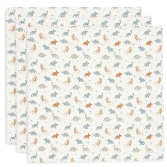 Jollein 535-851-67100 Spucktücher/Mundtücher Musselin 3er Pack - Roarsome (70x70cm)