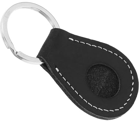 Schlüsselanhänger mit Lederbezug für Karte und Zugangskontrolle Schwarz | Hängender Zugangskartenhalter, 1 Stück, Zinklegierung, Leichtes Design, als Deko und Geburtstagsgeschenk