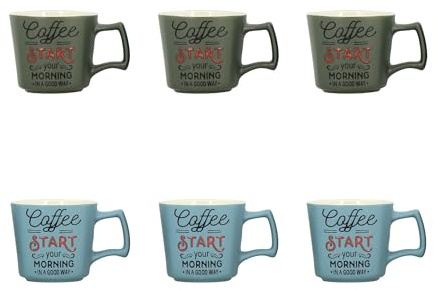 NOVASTYL - Lot 6 tasses coffee start 27cl en grés forme semi-carrée - 2414151