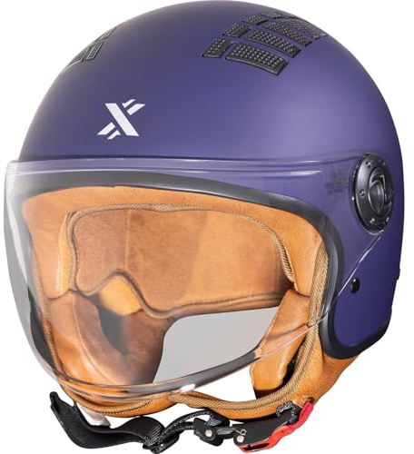 Shox Jetstream Solid Open Face Motorcycle Helmet M Matt Deep Blue