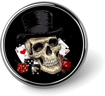 Runde Anstecknadel mit Totenkopf-Poker, Krawattennadel, süße Brosche, Anstecknadel für Männer und Frauen, Hüte, Kleidungszubehör