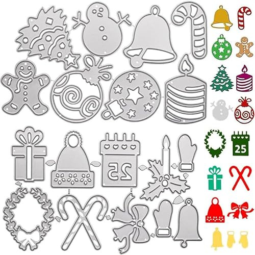 Fustelle Natale Cutting Dies,YouXiaor 2 stile Fustelle Natale Fustella Stencil Cutting Dies Natalizie Campane Fiocco di Neve Albero per Scrapbooking Fai da Te Ciondoli Album Goffratura
