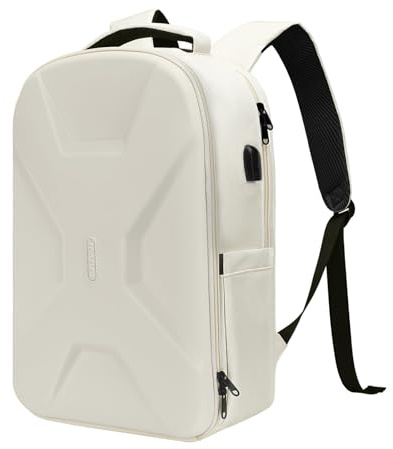 MOSISO 15.6-16 inch 35L Laptop Backpack with USB Charging Port | Waterproof Hardshell Travel Business Computer Bag, Anti-Theft Daypack with Luggage Strap for Women Men, Beige
