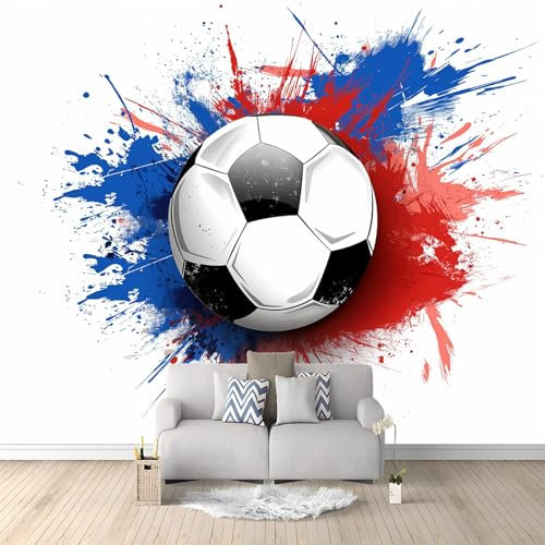 Wallpaper Painted Football pohot Wallpaper 400 x 280 cm Wallcoverings for Bedroom Living Room TV Backdrop Kitchen White and Black