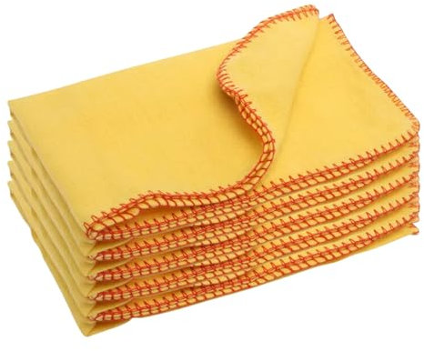 Tek Automotive Yellow Dusters 5 Pack - Extra Large Cotton Polishing & Dusting Cloths, Multipurpose Cleaning Duster Cloths, Soft Lint Free All Purpose Cloths for Cars, Home & Garage 18x20 Inches