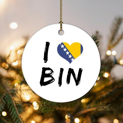 I Love Bosnien und Herzegowina Weihnachtsbaum Hängende Ornament Bosnien und Herzegowina Land Reise Souvenir Weihnachtsschmuck für Baum Keramik Ornamente Geschenk Weihnachtsstrumpf Füllung Geschenk