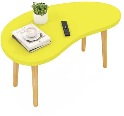 Mango Coffee Table Low Table with 4 Solid Wood Sturdy Legs,Floor Table Desk for Sitting on The Floor,19.7D x 31.5W x 16H Inches,Living Room/Toy room Furniture,Rental house Furniture (Yellow)